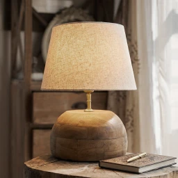 Lampa Drewniana Stołowa Rustykalna Vivien 24 cm