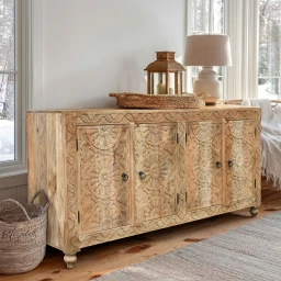 Komoda Rzeźbiona Dalaja Meble Indyjskie Drewno Mango Orientalna