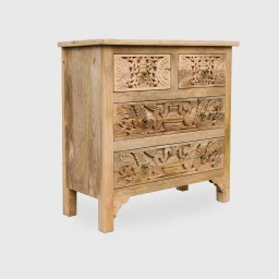 Komoda Indyjska Rzeźbiona 90 cm | Meble z Drewna Mango Naturalne