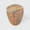 meble drewniane stolik indyjski rzeźbiony bęben 44cm naturalne drewno mango widok na blat skos