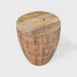 meble drewniane stolik indyjski rzeźbiony bęben 44cm naturalne drewno mango widok na blat skos