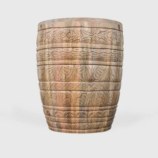 Meble Drewniane | Stolik Rzeźbiony Okrągły 44 cm Mango Naturalne