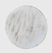 okrągły blat stolika z góry biała farba mocno przecierana styl shabby chic woskowane drewno