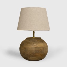 Lampa Drewniana Rustykalna Duża Kula Mango 30 cm Matowa