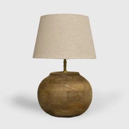 Lampa Drewniana Rustykalna Duża Kula Mango 33 cm Matowa