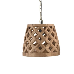 Lampa Drewniana Sufitowa Ażurowa 30 cm Mango Patyna