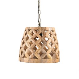 Lampa Drewniana Sufitowa Ażurowa 30 cm Mango Naturalne