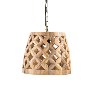 Lampa Drewniana Sufitowa Ażurowa 30 cm Mango Naturalne