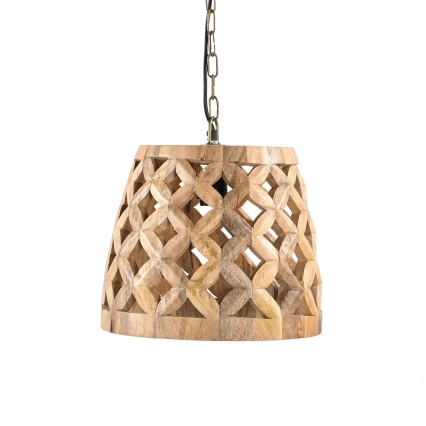 Lampa Drewniana Sufitowa Ażurowa 30 cm Mango Naturalne