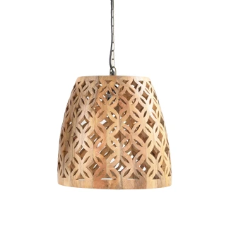 Lampa Drewniana Sufitowa Ażurowa 40 cm Mango Naturalne Orientalna