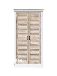 Meble Hampton | Szafa Żaluzjowa Drewniana 100 cm Bielona Vintage