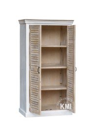 Meble Hampton | Szafa Żaluzjowa Drewniana 100 cm Bielona Vintage