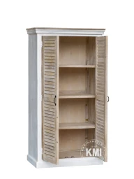 Meble Hampton | Szafa Żaluzjowa Drewniana 100 cm Bielona Vintage