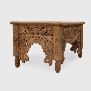 Meble Orientalne | Stolik Kawowy Rzeźbiony 90x60 cm Drewno Mango 