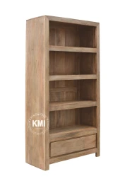 Meble Drewniane | Nowoczesna Biblioteczka z Szufladą 90 cm Mango