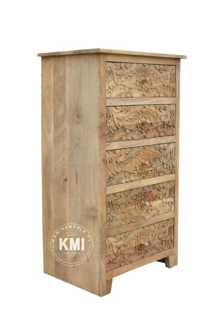 komoda w stylu boho 55x40x100 lite drewno mango 5 szuflad meble drewniane