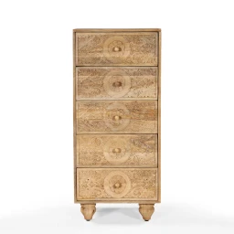 Meble Boho | Komoda Rzeźbiona z Szufladami Mango Naturalne 110 cm