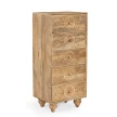 skos komoda w stylu boho rzeźbiona 50x40x110 cm meble drewniane naturalny odcień