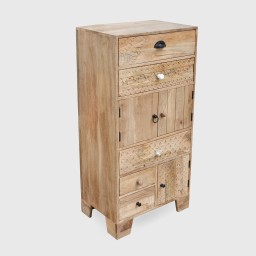 Meble Drewniane | Wysoka Komoda Loftowa Sahara Mango 5 Szuflad