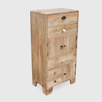 Meble Drewniane | Wysoka Komoda Loftowa Sahara Mango 5 Szuflad