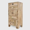 meble drewniane patchworkowa komoda rzeźbiona styl boho loft 5 szuflad