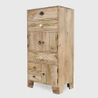 meble drewniane patchworkowa komoda rzeźbiona styl boho loft 5 szuflad