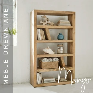 Meble Drewniane | Biblioteczka 100 cm Drewno Mango Naturalne