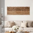 meble boho dekoracja ścienna rzeźbiony panel drewniany 150x50 powieszony w poziomie nad sofą w salonie