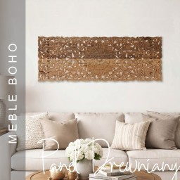 Meble Boho | Panel Drewniany Rzeźbiony 150x50 cm Mango Naturalny
