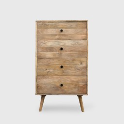 Meble Boho | Komoda Drewniana 60 cm Mango Naturalne 4 Szuflady