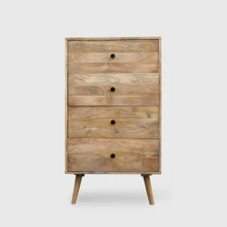 Meble Boho | Komoda Drewniana 60 cm Mango Naturalne 4 Szuflady