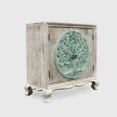 meble drewniane rzeźbiona komoda 90cm mango fronty drzewo życia w okręgu farba shabby chic na wprost
