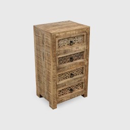 Meble Indyjskie | Komoda Drewniana Shanti 50 cm Mango Patyna 4 Szuflady