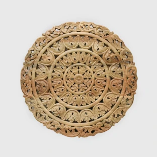 Panel Rzeźbiony Mandala 90 cm Mango Naturalne | Meble Indyjskie