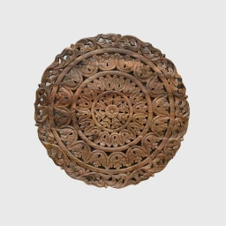 Meble Indyjskie | Panel Rzeźbiony Mandala 90 cm Mango Jasny Orzech