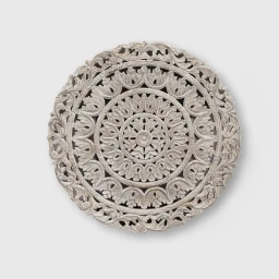 Meble Indyjskie | Panel Rzeźbiony Mandala 90 cm Mango Bielony