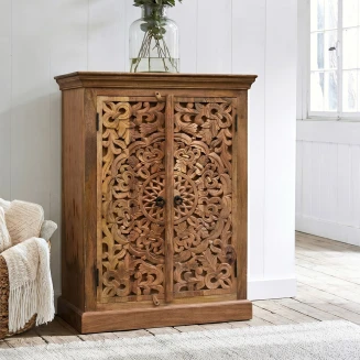 Meble Orientalne | Komoda Rzeźbiona Mandala Mango Orzech 115 cm