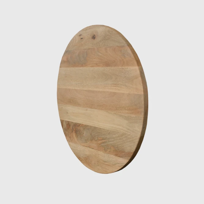 blat drewniany okragły 70 cm z drewna mango lakierowany odcień naturalny pod skosem gładka krawędź