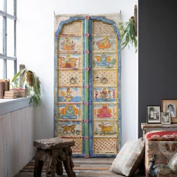 Meble Orientalne | Stare Drzwi Indyjskie Panel Dekoracyjny Tek 172 cm