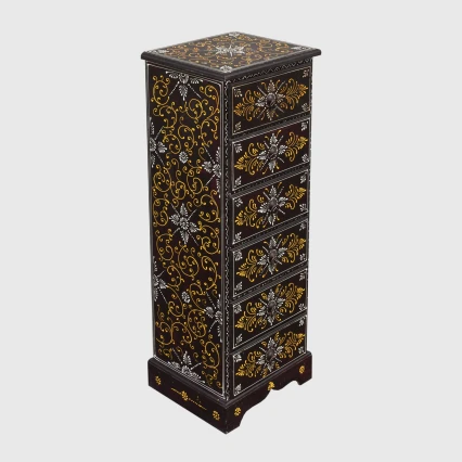 Meble Orientalne | Szafka Ręcznie Malowana Mango 6 Szuflad 94cm