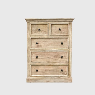 komoda rustykalna 5 szuflad 90x45x120 cm na wprost tradycyjne meble rustykalne z metalowymi uchwytami pierścieniowymi