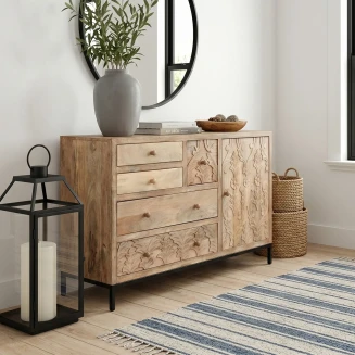 Meble Drewniane | Komoda Boho Skandynawska Snowflake Mango 120 cm