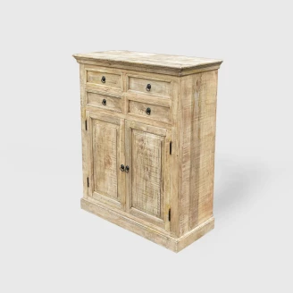 meble rustykalne komoda drewniana milford 100cm z litego mango naturalny odcień 4 szuflady szafka skos z góry