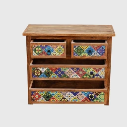 Meble Boho | Komoda Indyjska Nomada Mango Kafelki 88 cm