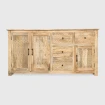 komoda drewniana monsoon 175x42x90 cm na wprost naturalny kolor drewna mango rzeźbione fronty 4 szuflady