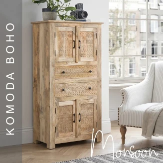 Wysoka Komoda Drewniana Monsoon Mango 70 cm | Meble Boho