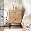szafka nocna z drewna mango w aranżacji sypialni loft 2 szuflady jasne naturalne wybarwienie