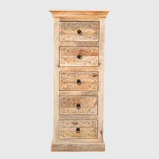 Meble Drewniane | Wąska Komoda z Szufladami Słupek 53 cm