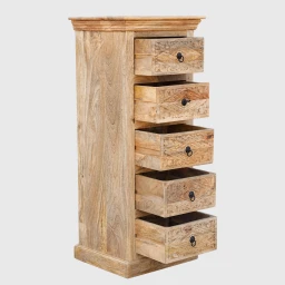 Meble Drewniane | Wąska Komoda z Szufladami Słupek 53 cm