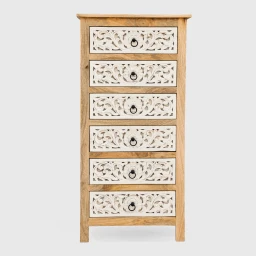 Meble Orientalne | Komoda Indyjska Słupek z 6 Szufladami Mango 130 cm
